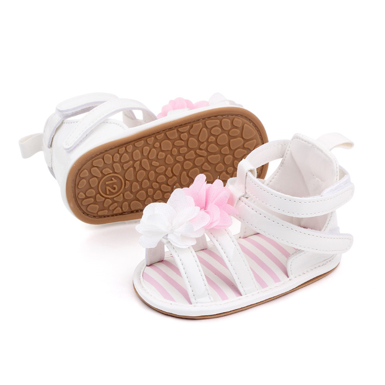 OEM Girl cute flower Roman style rubber sole sandals kids shoes