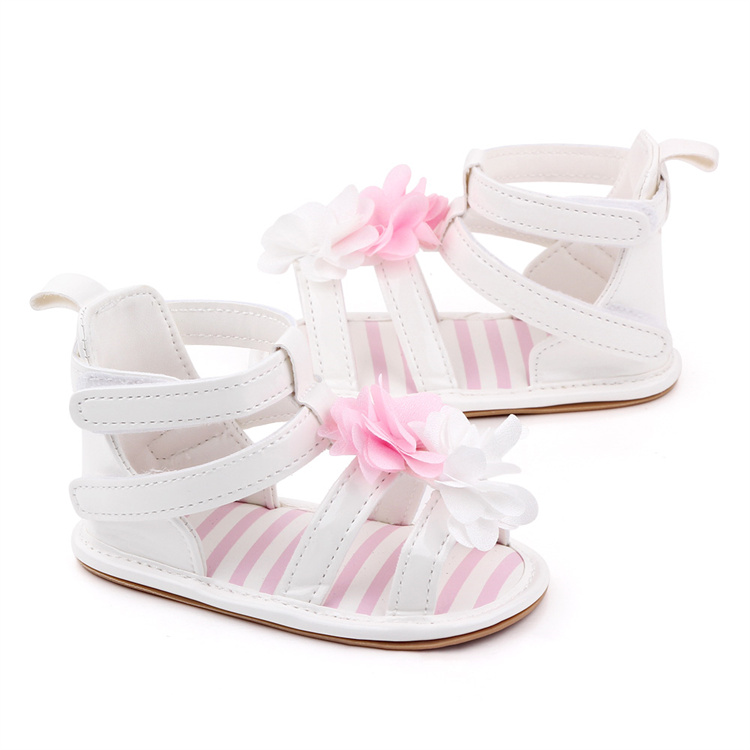 OEM Girl cute flower Roman style rubber sole sandals kids shoes