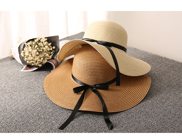 Bow summer sun hat straw hat
