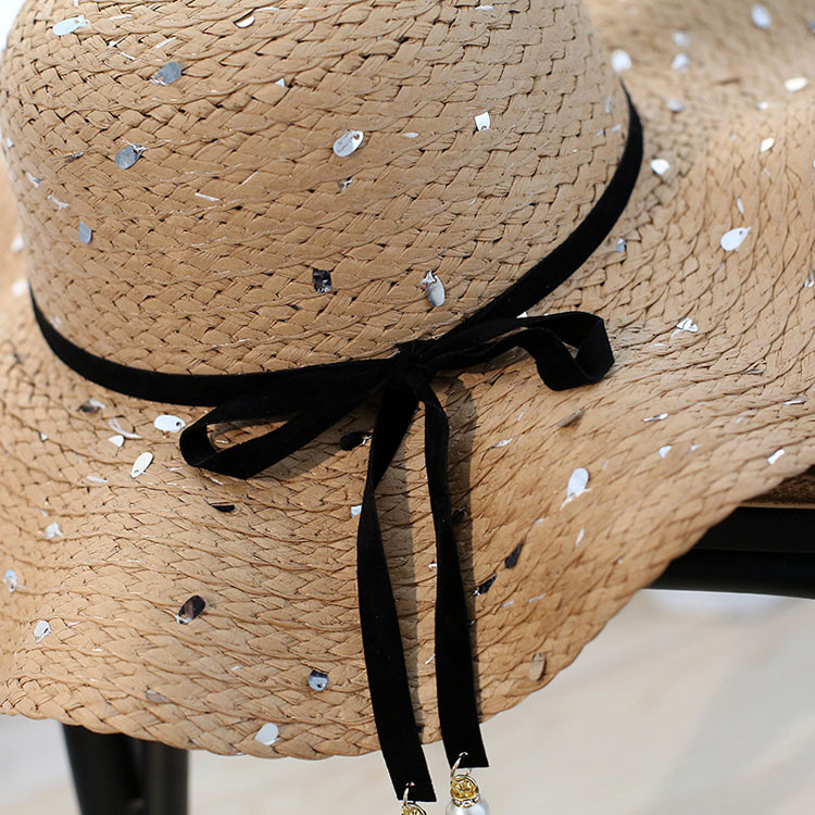 Sequin sweet bow wavy Beach Hat