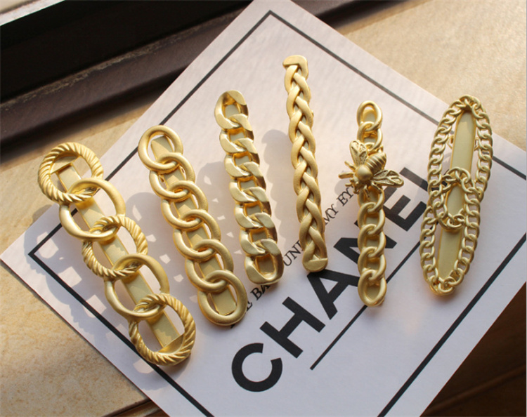 Vintage metal chain women's hairpin side clip