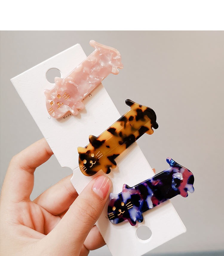 Cute short leg tricolor cat hairpin