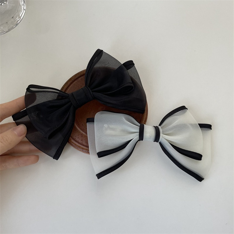 [2 sets] temperament Black yarn bow hair circle