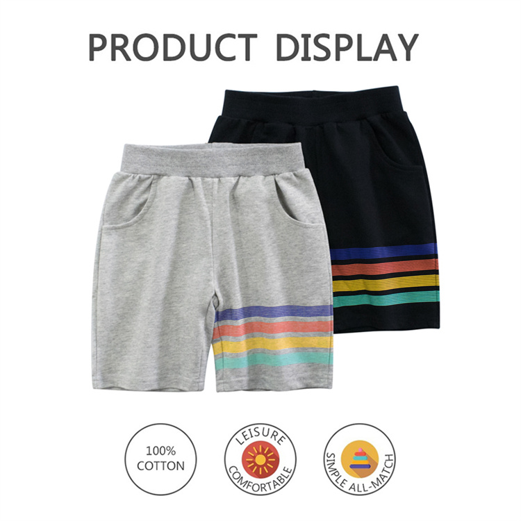 27kids Summer boys wash cotton elastic belt colorful striped shorts