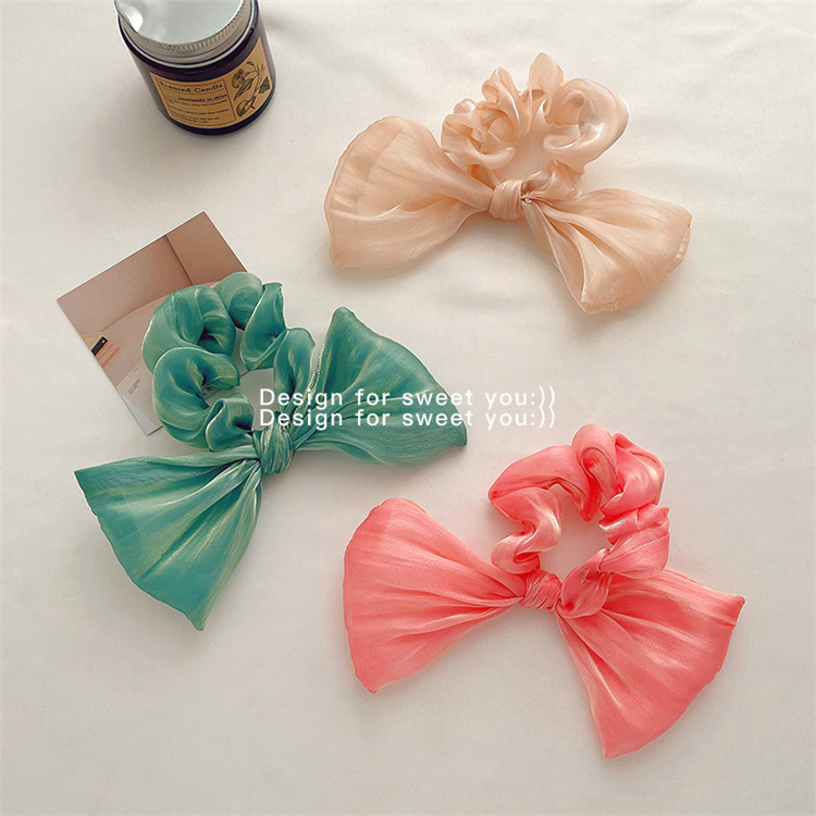 Two sets of sweet  soft  colored mercerized bows with hair bands