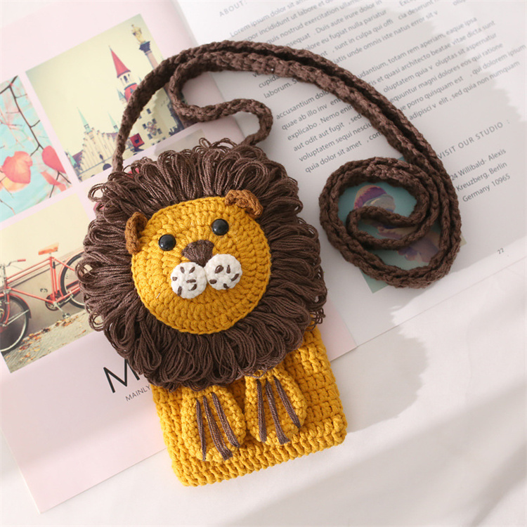 Pure hand crochet embroidered purse mobile bag