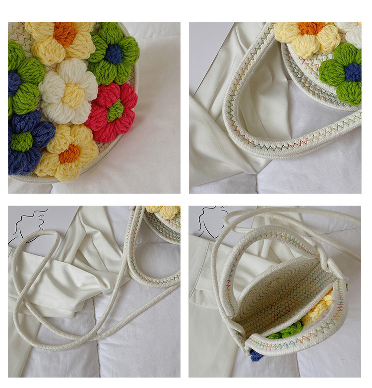 Colorful flower crocheted small round purse