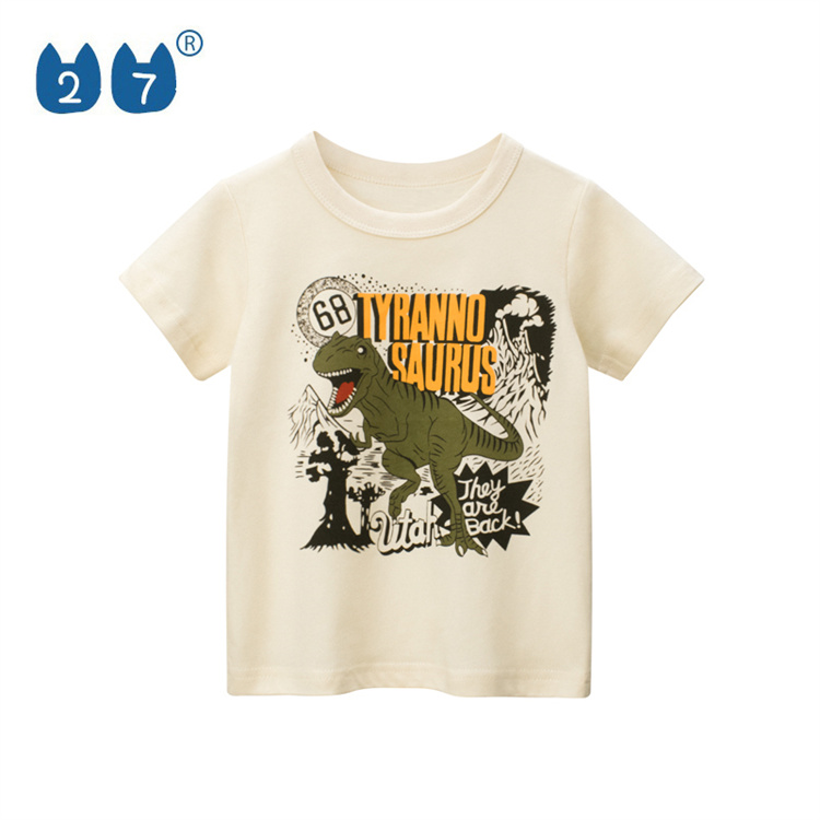 27kids Cotton Boy sportswear cartoon dinosaur t-shirt