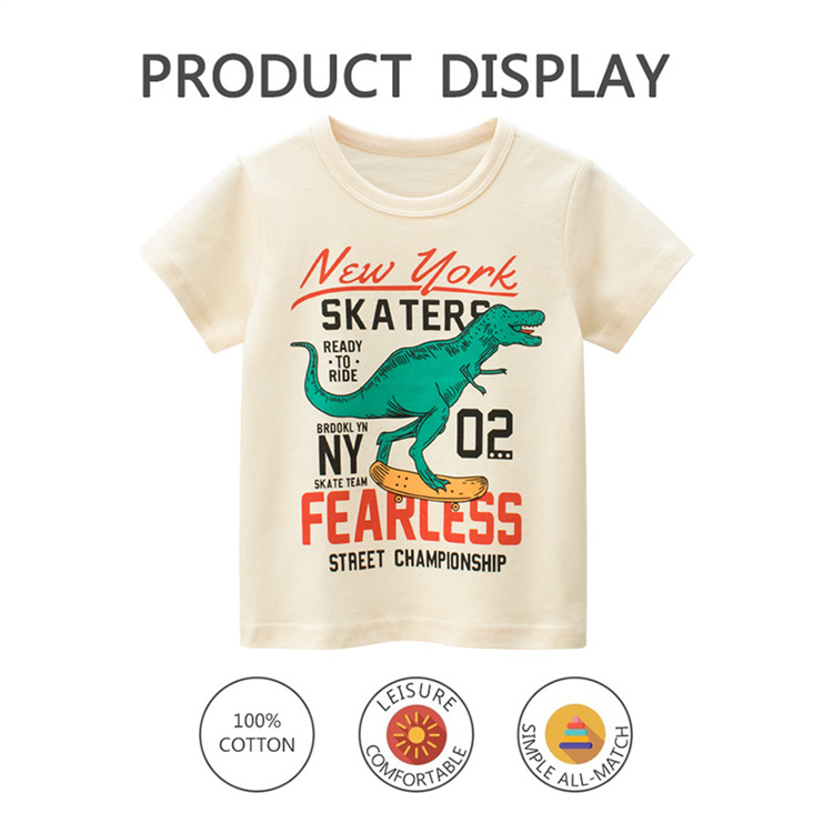 27kids Dinosaur printed children's clothing 100% Cotton T-shirt
