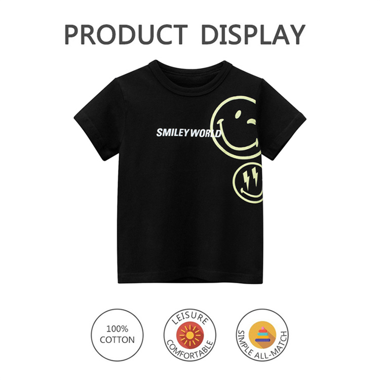 27kids Smile logo casual and comfortable O-collar short-sleeved T-shirt