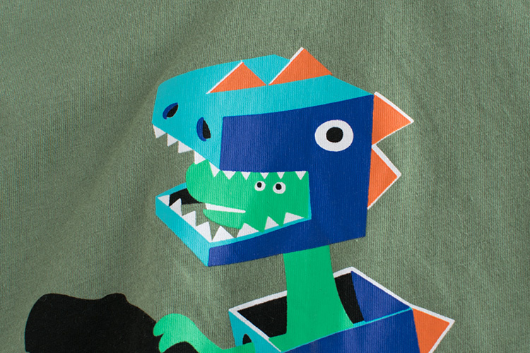 27kids Cartoon Dinosaur T-shirt o collar boy