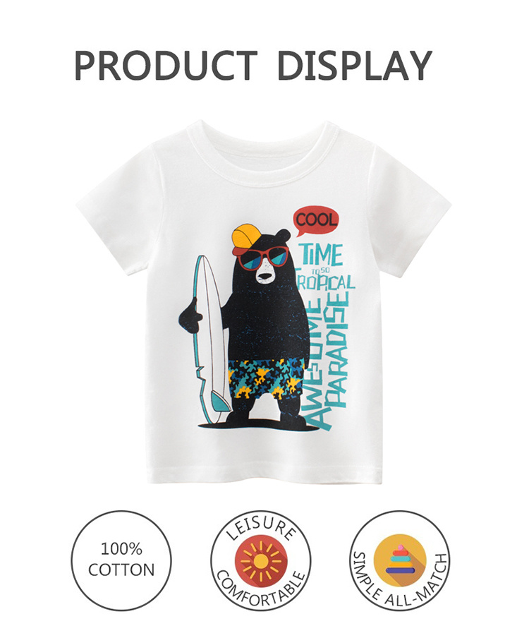 27kids Children's cartoon printed T-shirt 100% combed cotton boy