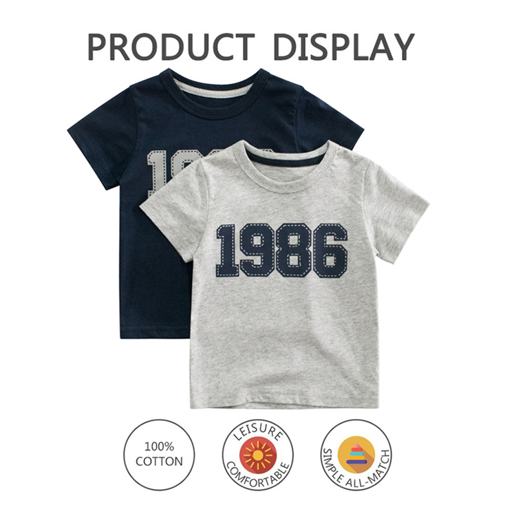 27kids Casual breathable digital children's shirt short-sleeved T-shirt