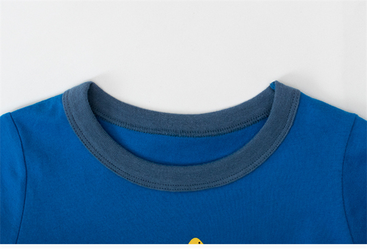 27kids Blue cartoon breathable round neck T-shirt for boys