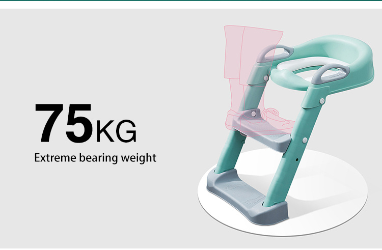 Adjustable child toilet seat with ladder