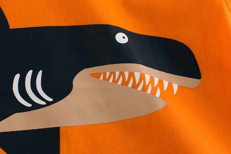27kids 100% cotton baby boy super large shark print short sleeve t-shirt