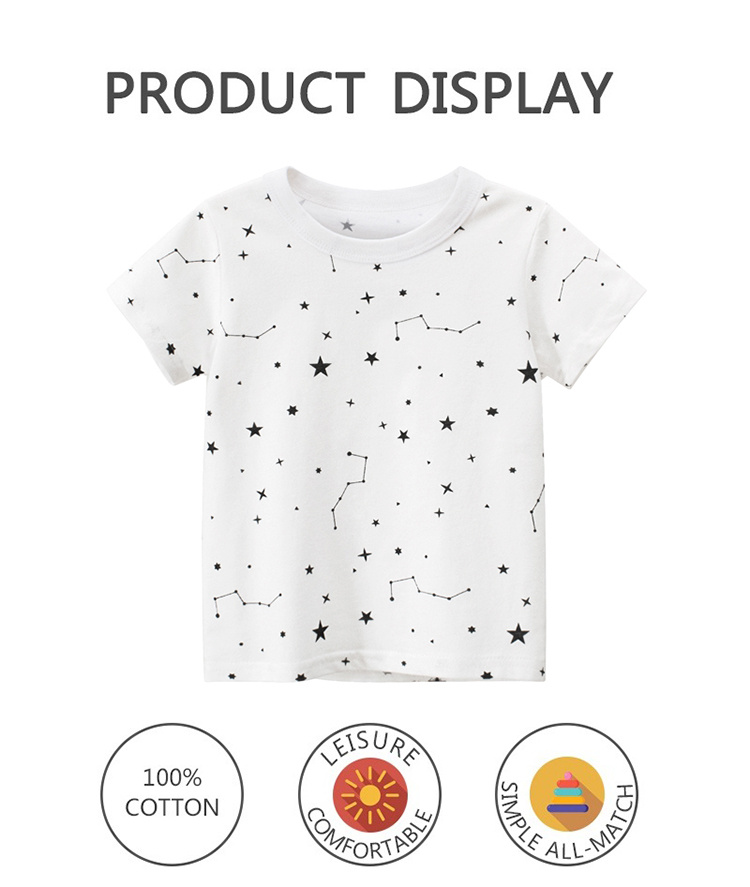 27kids Basic white creative star printed t-shirt