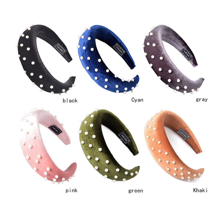 Candy colored sponge pearl hair band