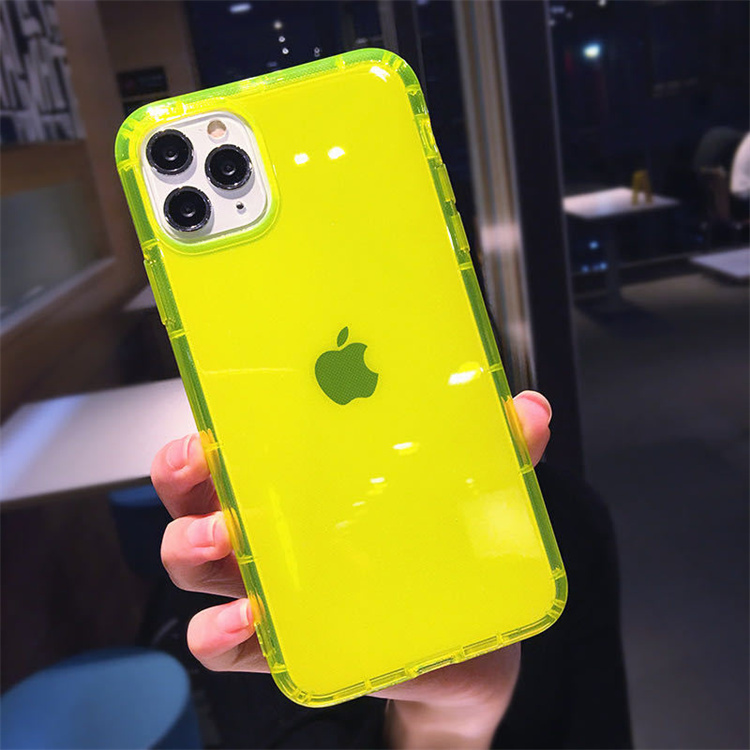 Neon colored transparent phone case