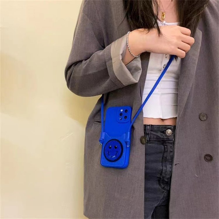 The plush smiley face card packs a crane blue cell phone case