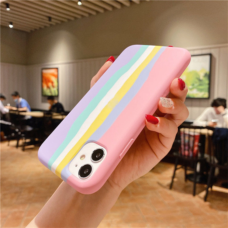 Rainbow color silicone non slip mobile phone case
