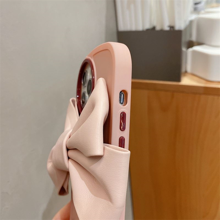 Color simple bow shock proof mobile phone case