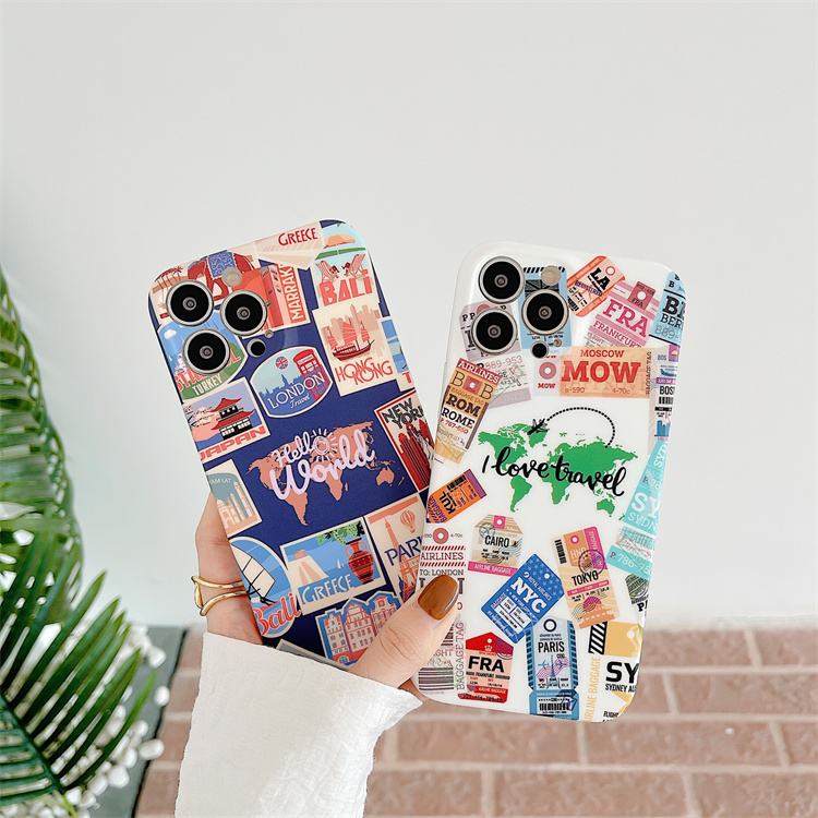 Stylish mobile phone case with travel pattern