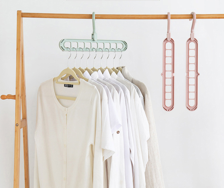 9 hole clothes hanger folding plastic multi function
