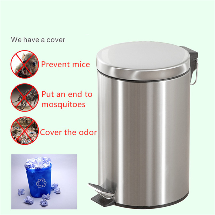 Circular stainless steel recycling pedal trash can