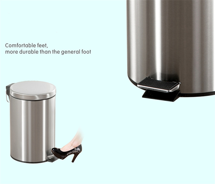Circular stainless steel recycling pedal trash can