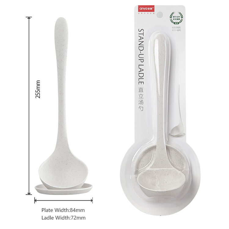 Green kitchen straw soup vertical spoon handle