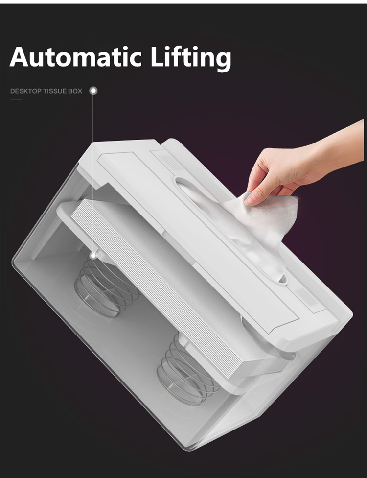 Automatic lifting plastic tissue box