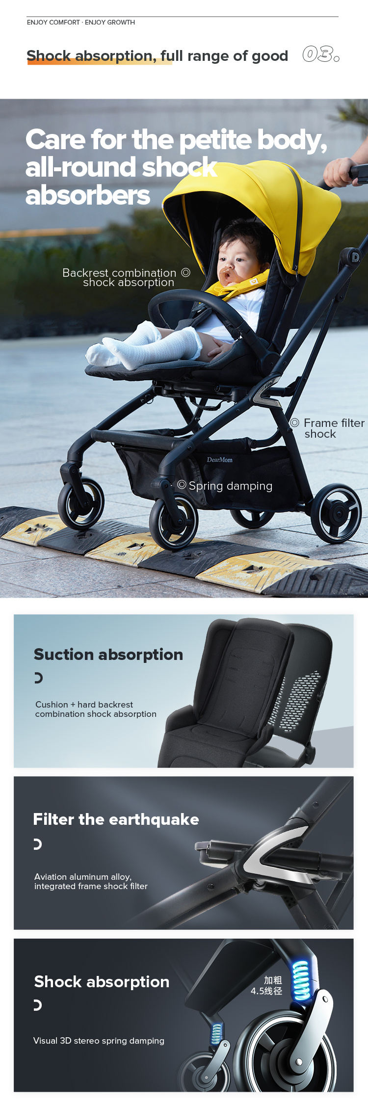 DearMom A7 easy to fold in a baby stroller