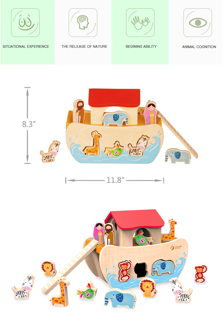 Classic World wooden boat animal sorting toy
