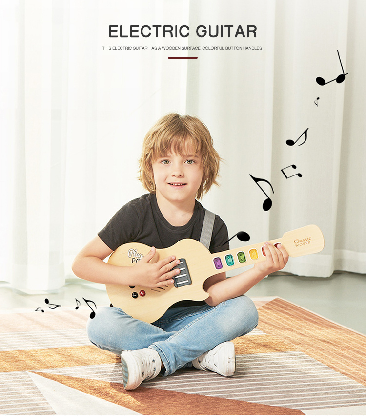 Classic World children s wooden electric light guitar