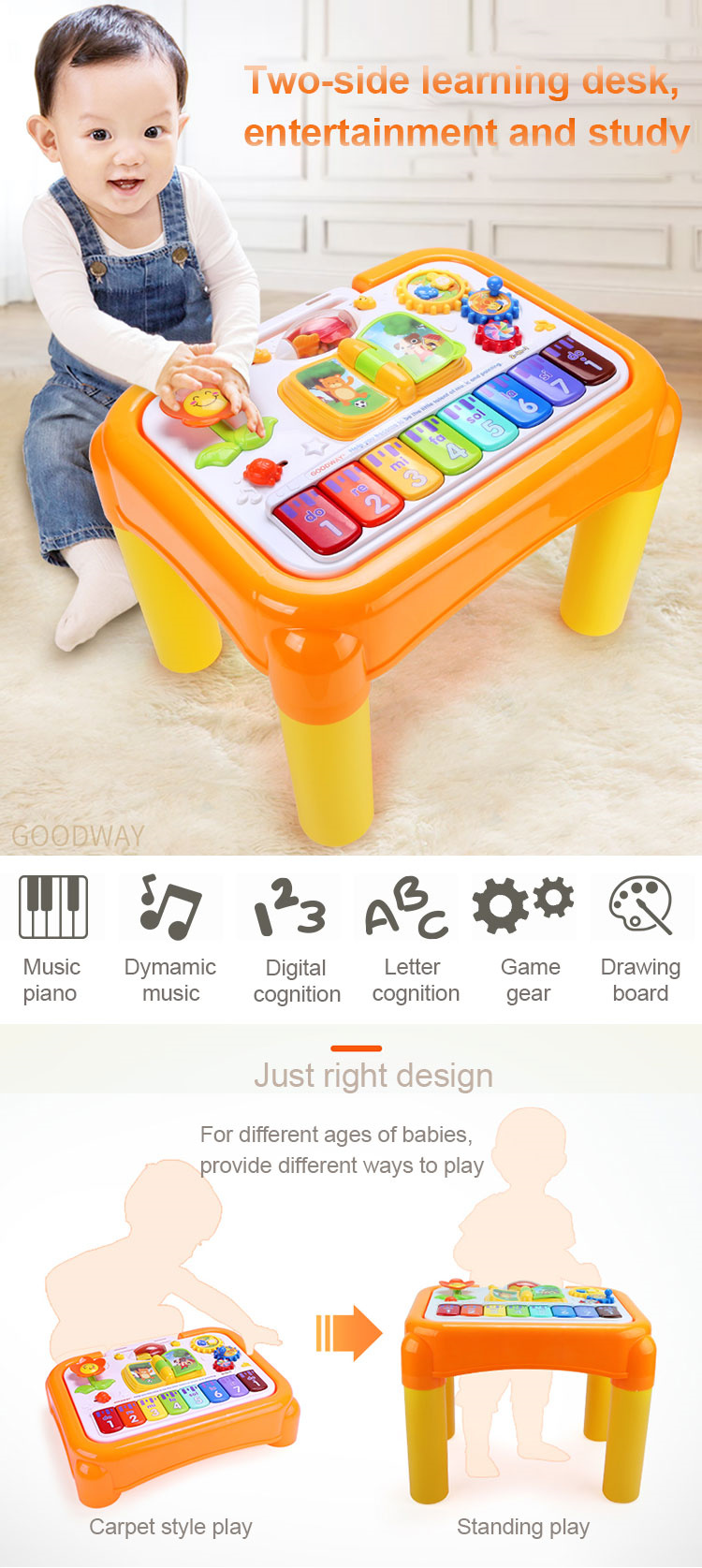 GOODWAY Learning music toy multi function baby early teaching table