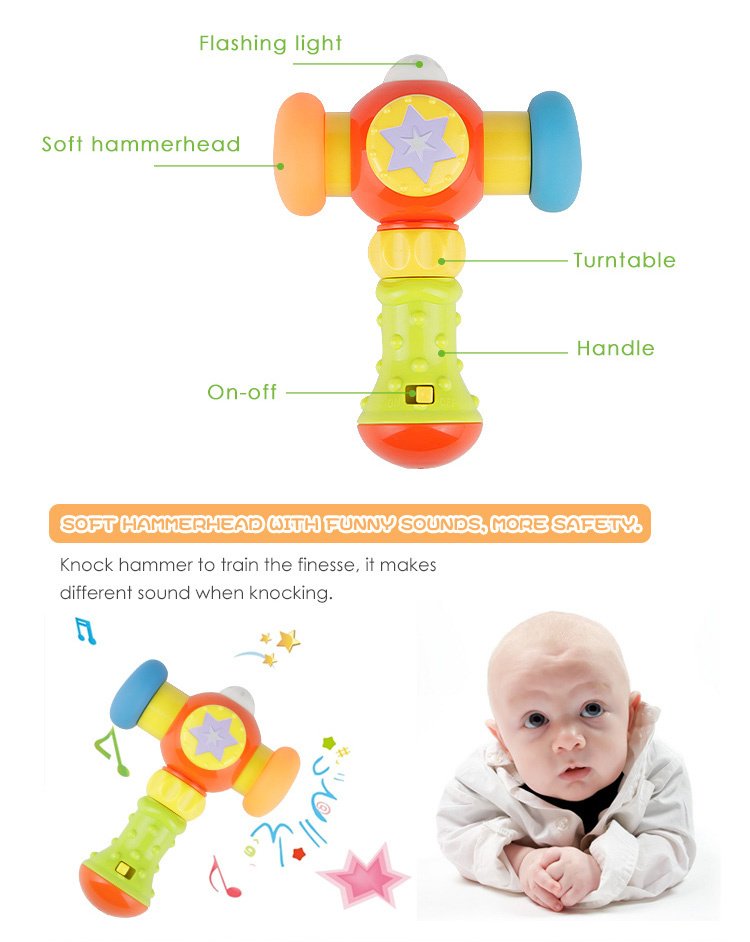 GOODWAY  plastic soft head baby percussion toys with lights
