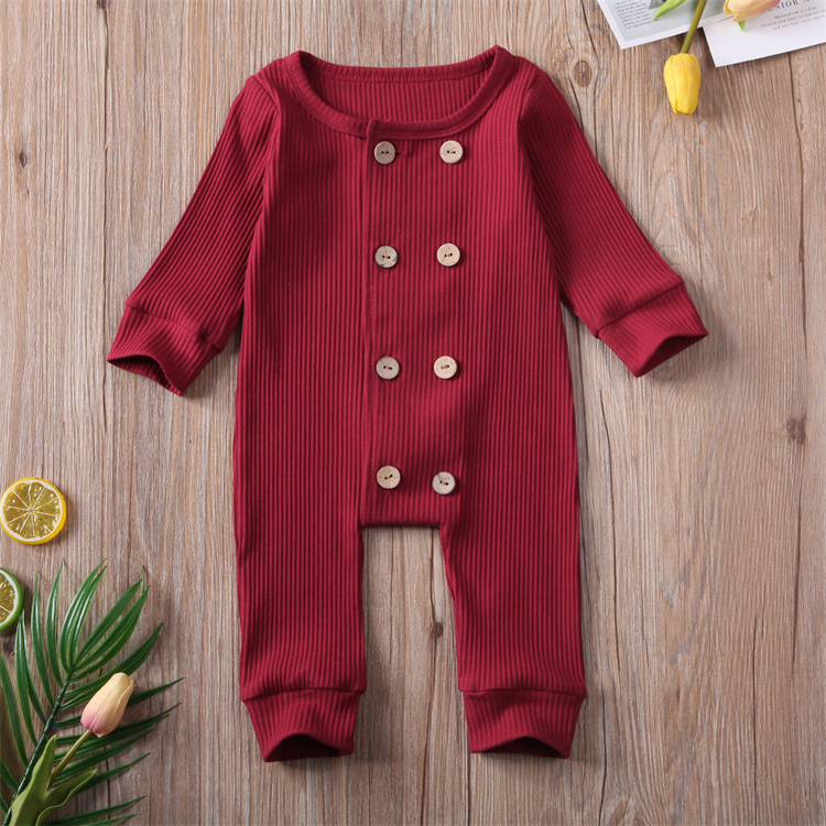 Red Pepper Knitted ribbed double breasted baby onesie