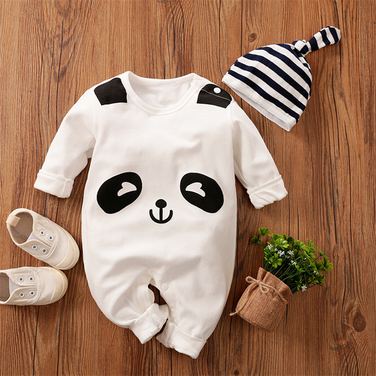 YiErYing Long sleeved Panda Print Baby Onesie