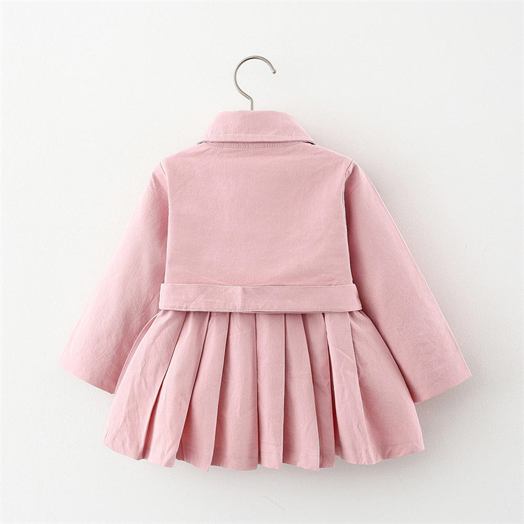 Export Baby girl pure color long sleeve skirt windbreaker