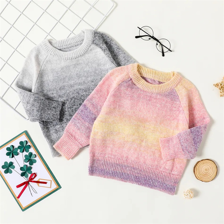 Xinsheng Round neck long sleeve tapered color childrens sweater