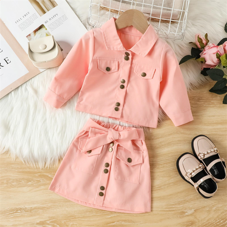 Others Autumn baby girl pure color jacket skirt suit