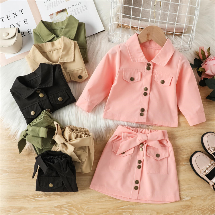 Others Autumn baby girl pure color jacket skirt suit