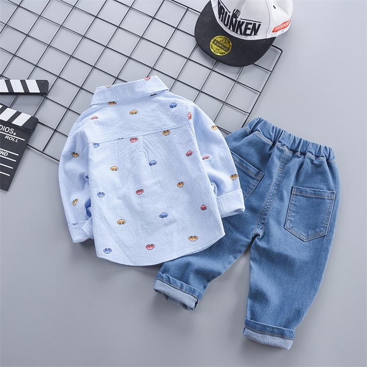 Grin bear Children s suit of car-printed jeans