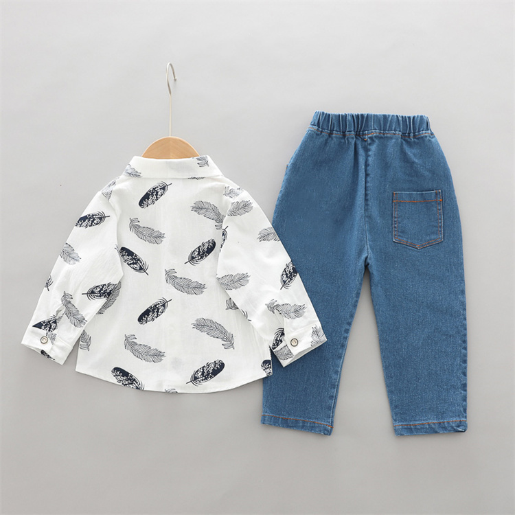 Lukasi Baby boy feather shirt jeans suit