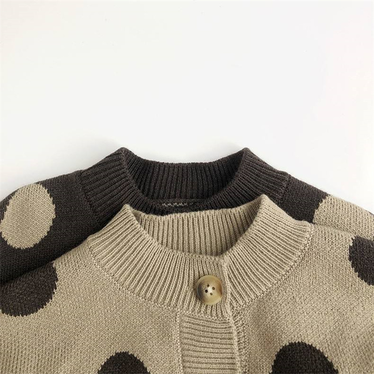 Huanyang Polka dot long sleeved Cardigan Sweater