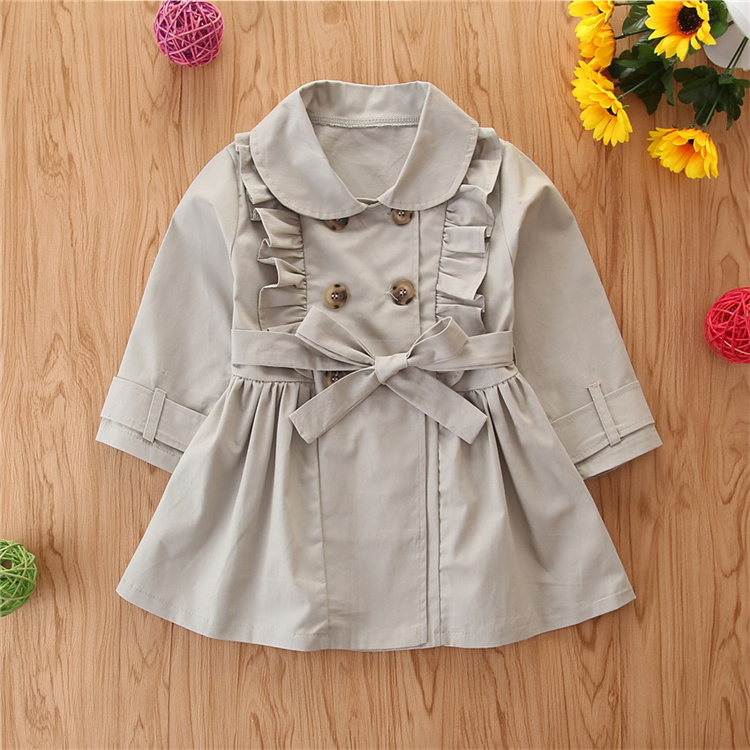 YY Double breasted belt baby girl trench coat